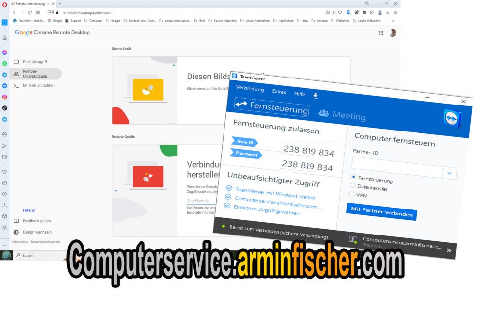 Computerservice.arminfischer.com . Helpdesk Tools. TeamViewer . Google Chrome RemoteDesktop . 